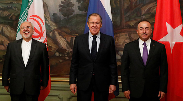 Foreign Minister Lavrov held separate bilateral talks with his Turkish counterpart Mevlut Cavusoglu and then Iran's Mohammad Javad Zarif